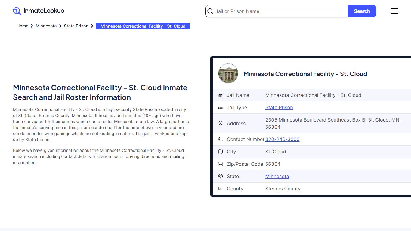 Minnesota Correctional Facility - St. Cloud Inmate Search, Jail Roster ...
